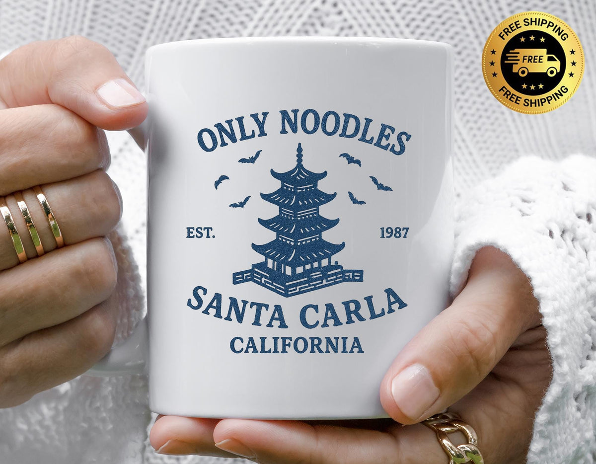80s Movie Parody Mug: Only Noodles Restaurant, Funny Graphic Coffee Cup