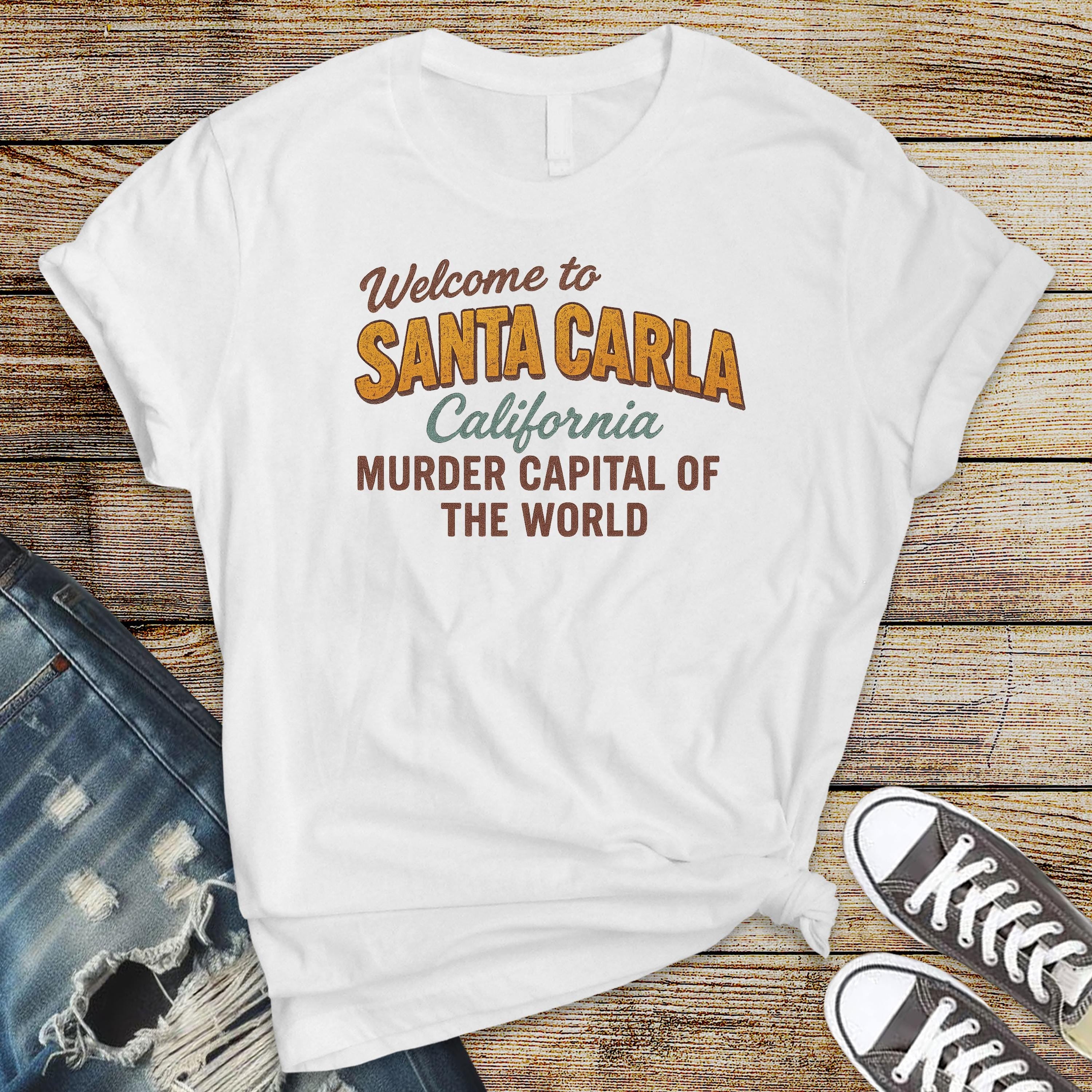 80s Movie Parody Shirt: Santa Carla Graphic Tee - Softstyle Tee - Fast UK Tracked Postage