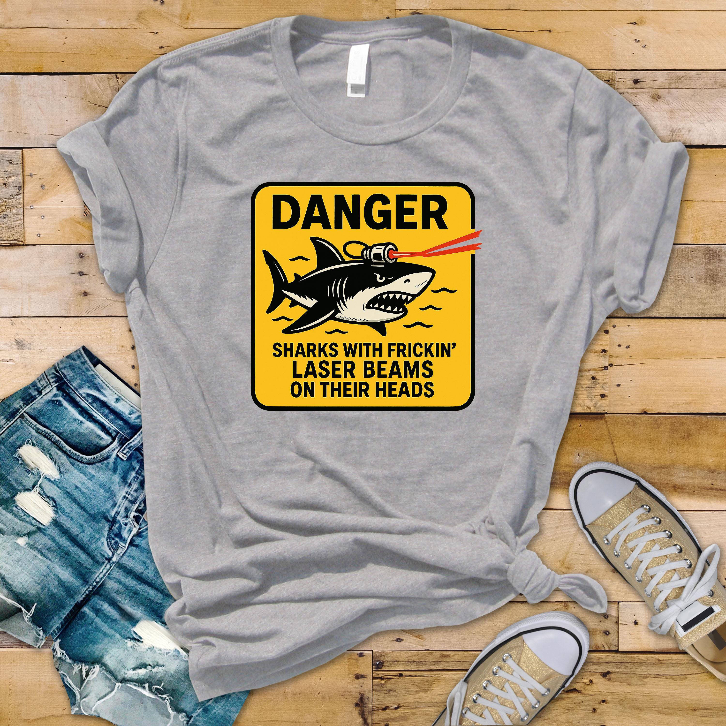 90's Movie Parody T-Shirt - Sharks with Frickin' Laser Beams Design on Premium Tee with Free Tracked UK Postage