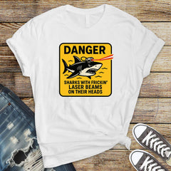 90's Movie Parody T-Shirt - Sharks with Frickin' Laser Beams Design on Premium Tee with Free Tracked UK Postage