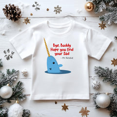 Kids Christmas T-Shirt - Bye Buddy Hope You Find Your Dad Design - Premium Gilden Heavyweight - Free UK Shipping