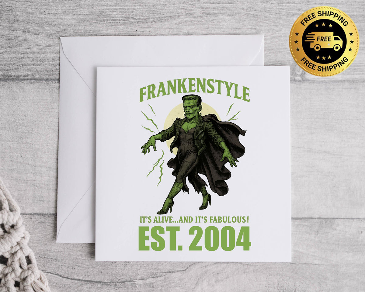 Personalised 21st Birthday Card: Frankenstyle Design, Fast UK Post