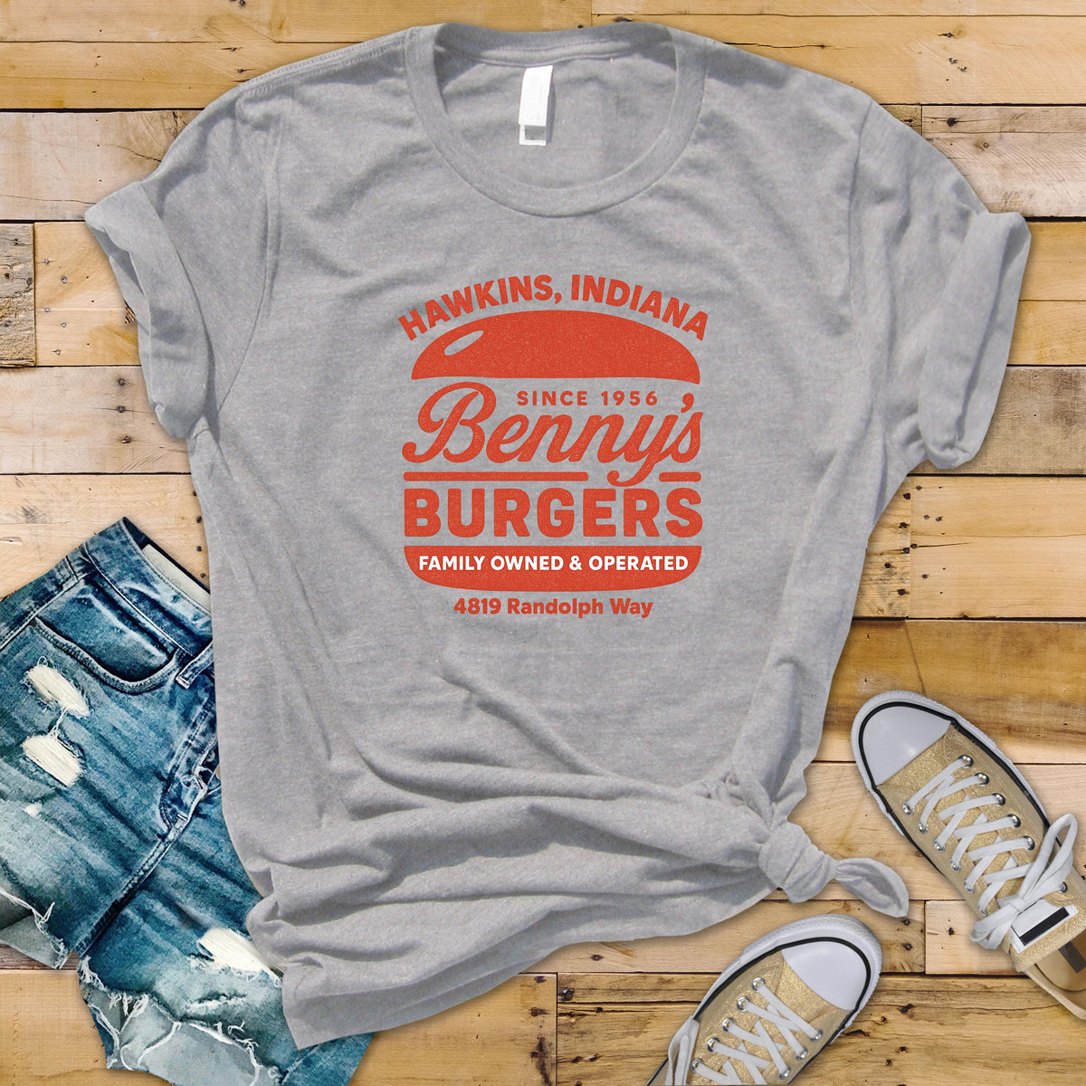 Benny's Burgers T-Shirt: TV Show Parody Graphic Tee