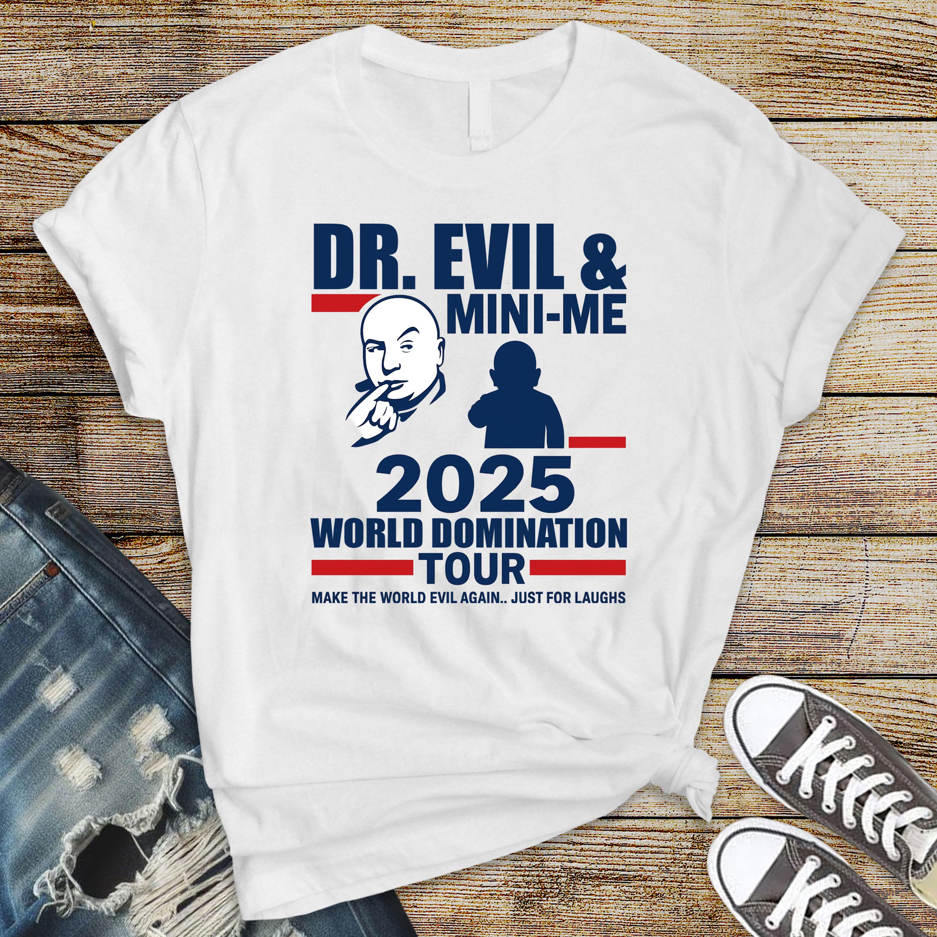 90's Movie Parody T-Shirt - DR.Evil World Tour Design on Softstyle Premium Tee with Free Tracked UK Postage