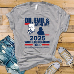 90's Movie Parody T-Shirt - DR.Evil World Tour Design on Softstyle Premium Tee with Free Tracked UK Postage
