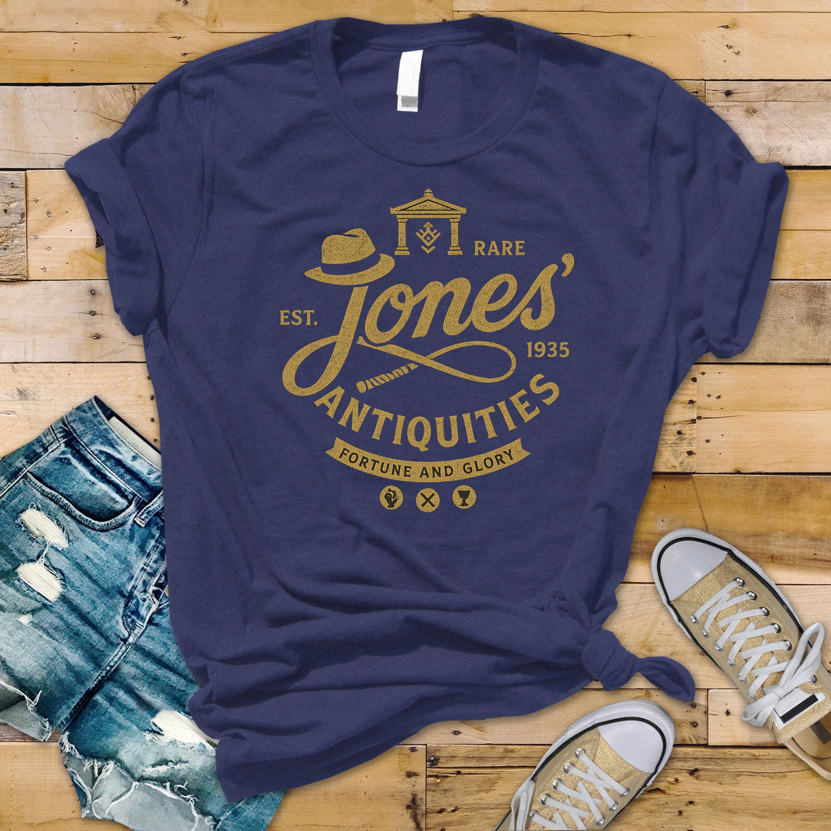 80's Movie Parody T-Shirt - Jones Rare Antiquities Design on Softstyle Premium Tee - Funny Graphic Tee with Tracked UK Postage