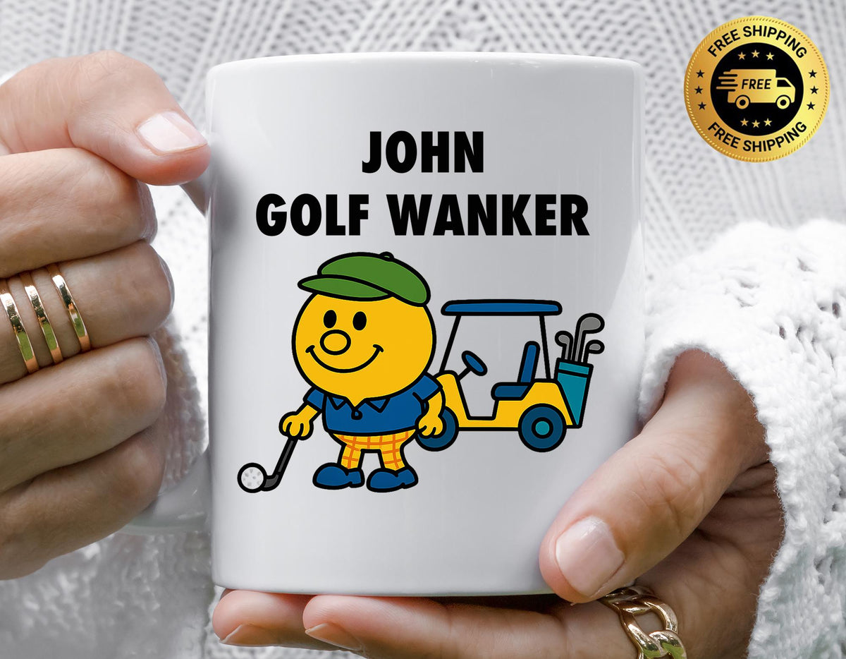 Golf Wanker Mug - Personalised Name - Gift for Him
