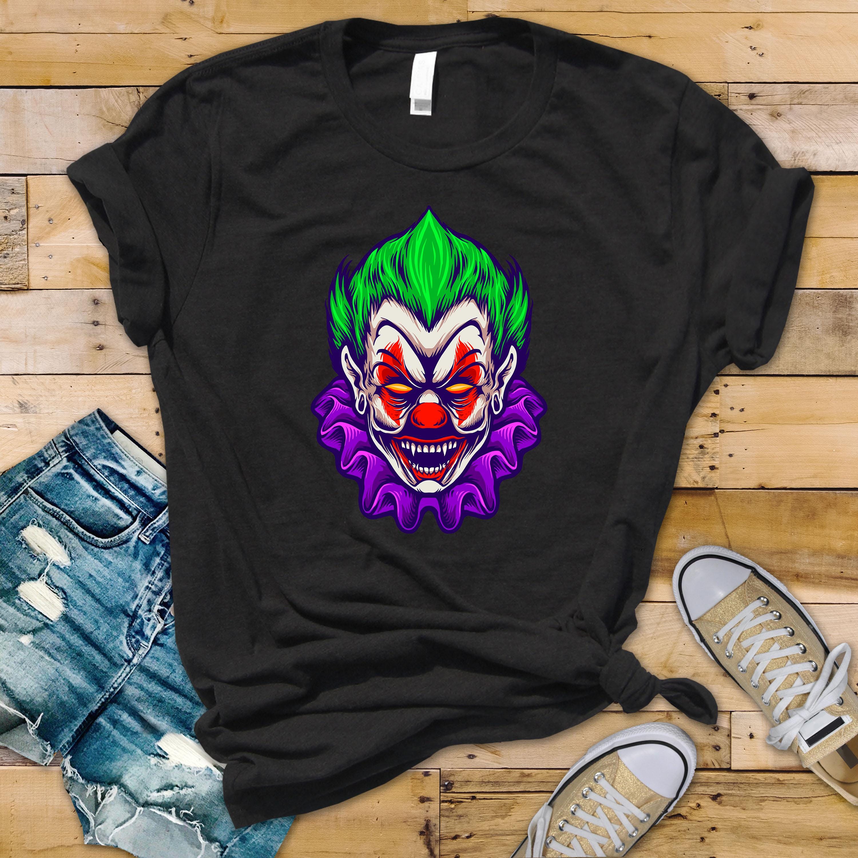 Horror Movie Parody T-Shirt - Clown Head Vampire Design on Premium Tee - Funny Graphic Tee with Tracked UK Postage