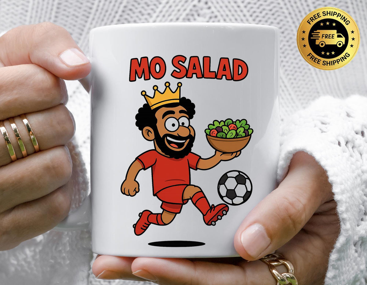 Football Parody Mug - Mo Salad Footballer Design, Funny Graphic Coffee Cup with Free Tracked UK Postage