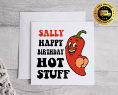 Personalised "Hot Stuff" Birthday Card: Fast UK Post
