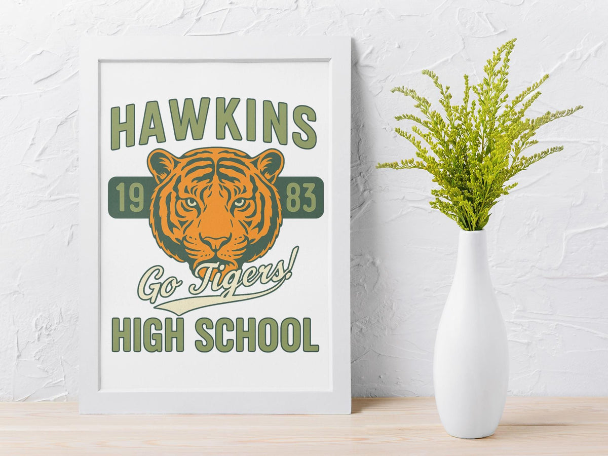 TV Parody Framed Print -  Hawkins 1983 Design - Fast and Free UK Tracked Post.