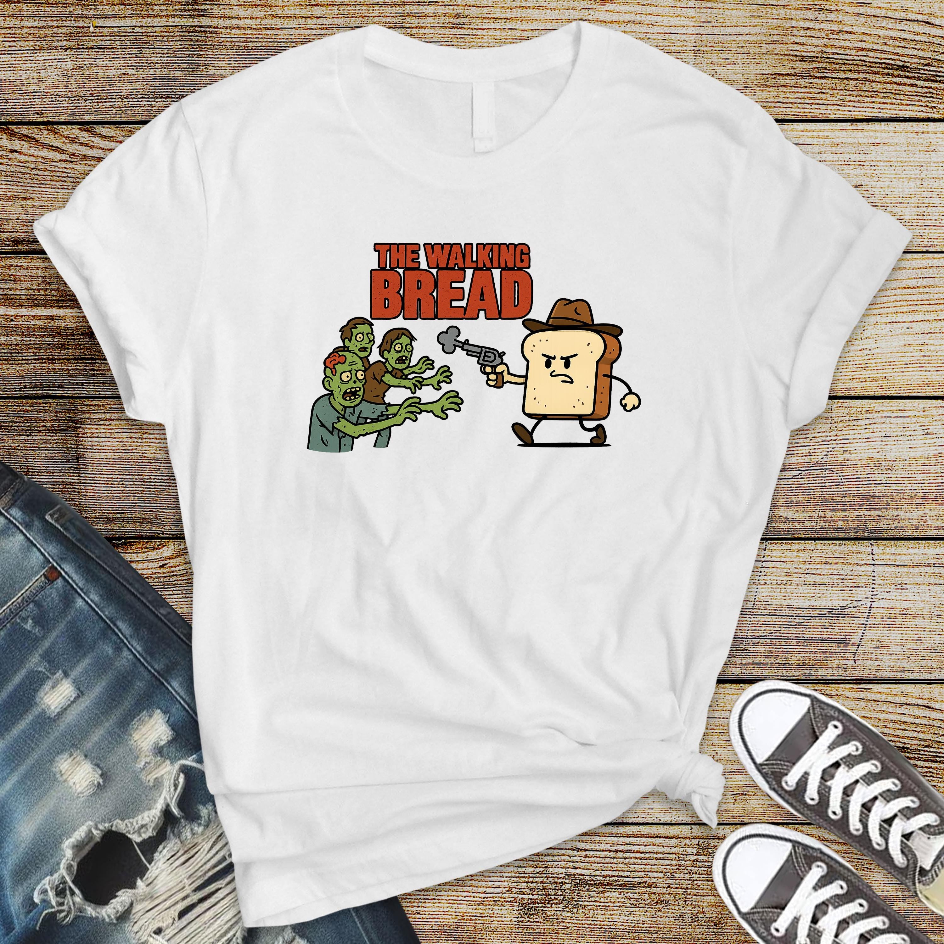 The Walking Bread Shirt: Funny Cult TV Parody on Softstyle Tee - Fast Tracked UK Postage