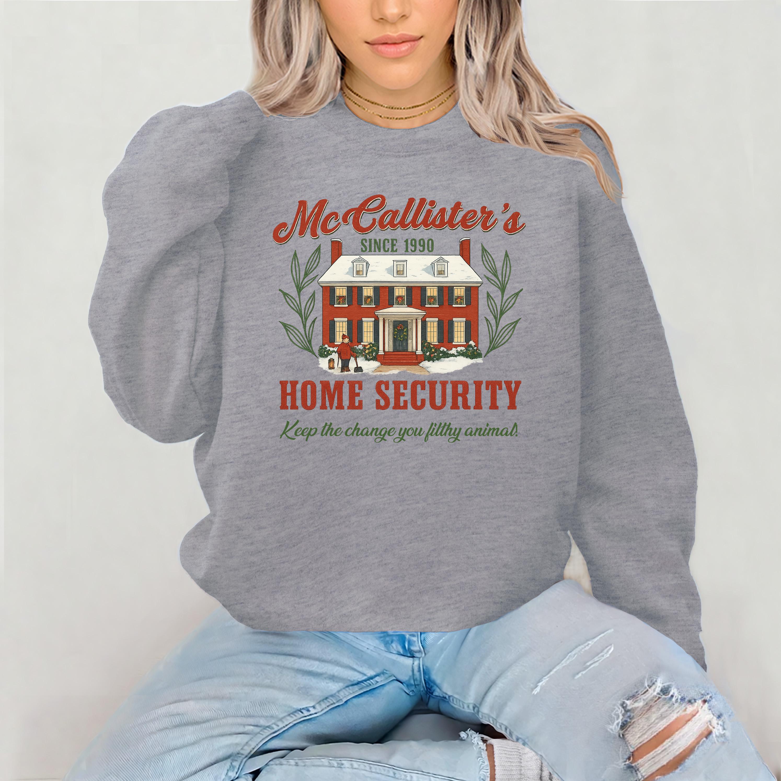 Christmas Sweatshirt: McCallister's Home Security, Gildan Heavyweight