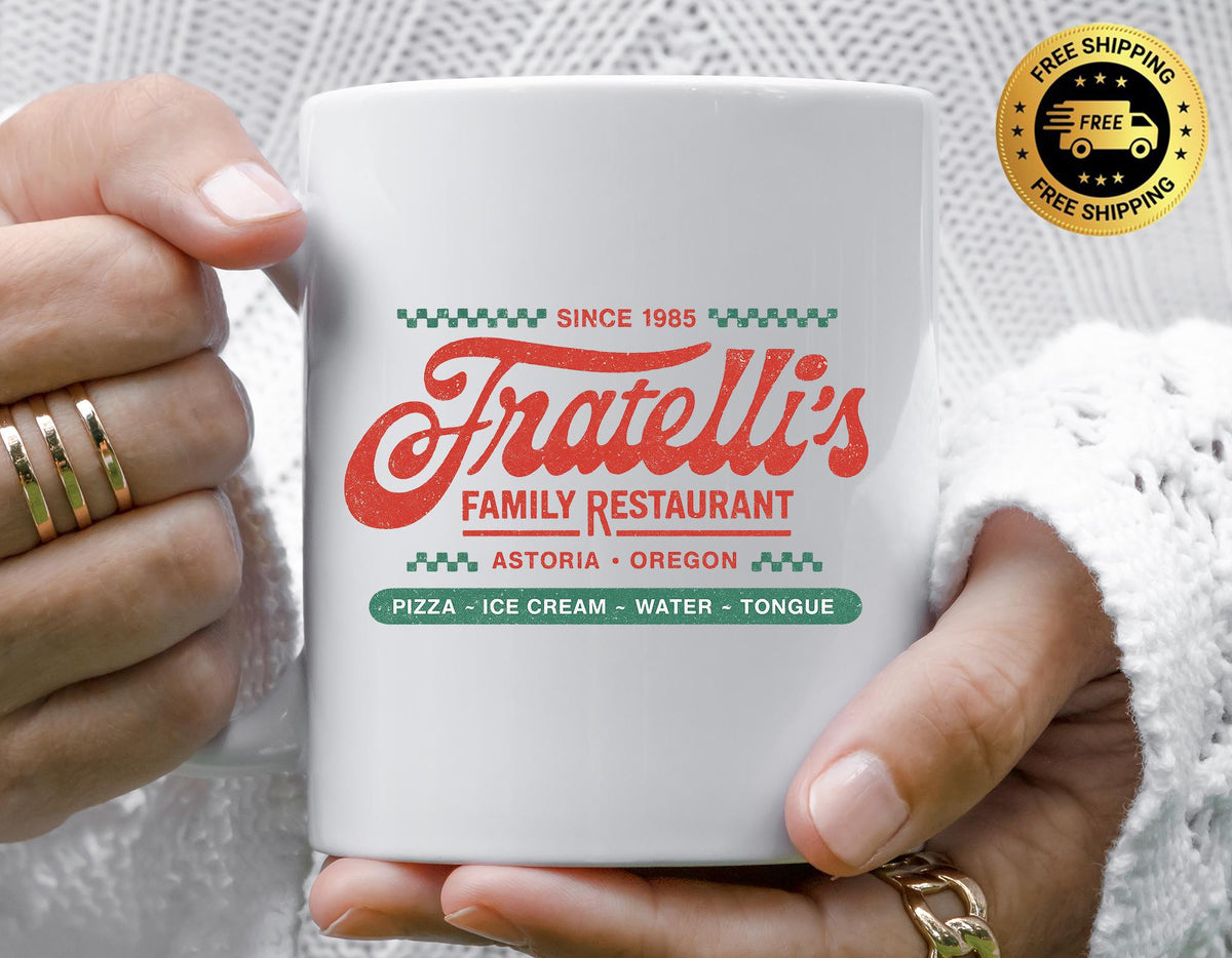Fratelli's Restaurant Mug: 80s Movie Parody Coffee Cup - Fast UK Postage