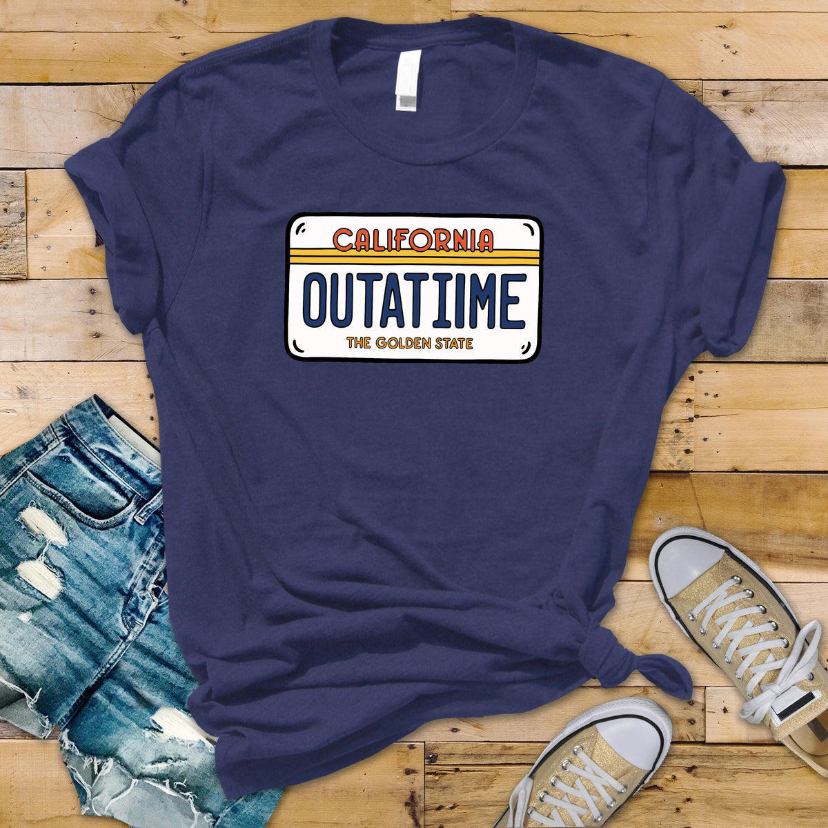 BTTF Movie Parody Shirt: OUTATIME Graphic Tee - - Fast Tracked UK Shipping