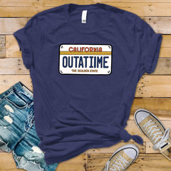 BTTF Movie Parody Shirt: OUTATIME Graphic Tee - - Fast Tracked UK Shipping