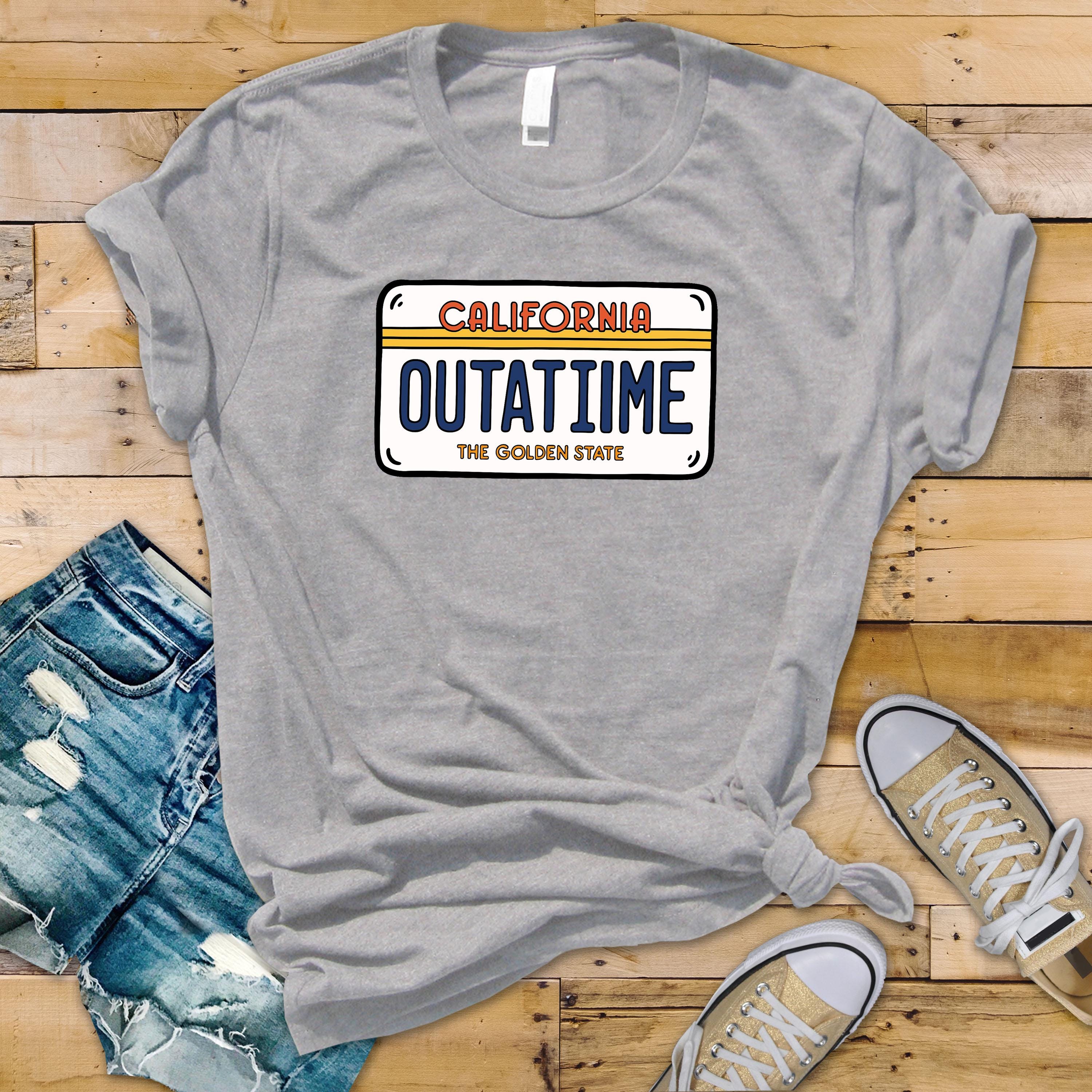 BTTF Movie Parody Shirt: OUTATIME Graphic Tee - - Fast Tracked UK Shipping