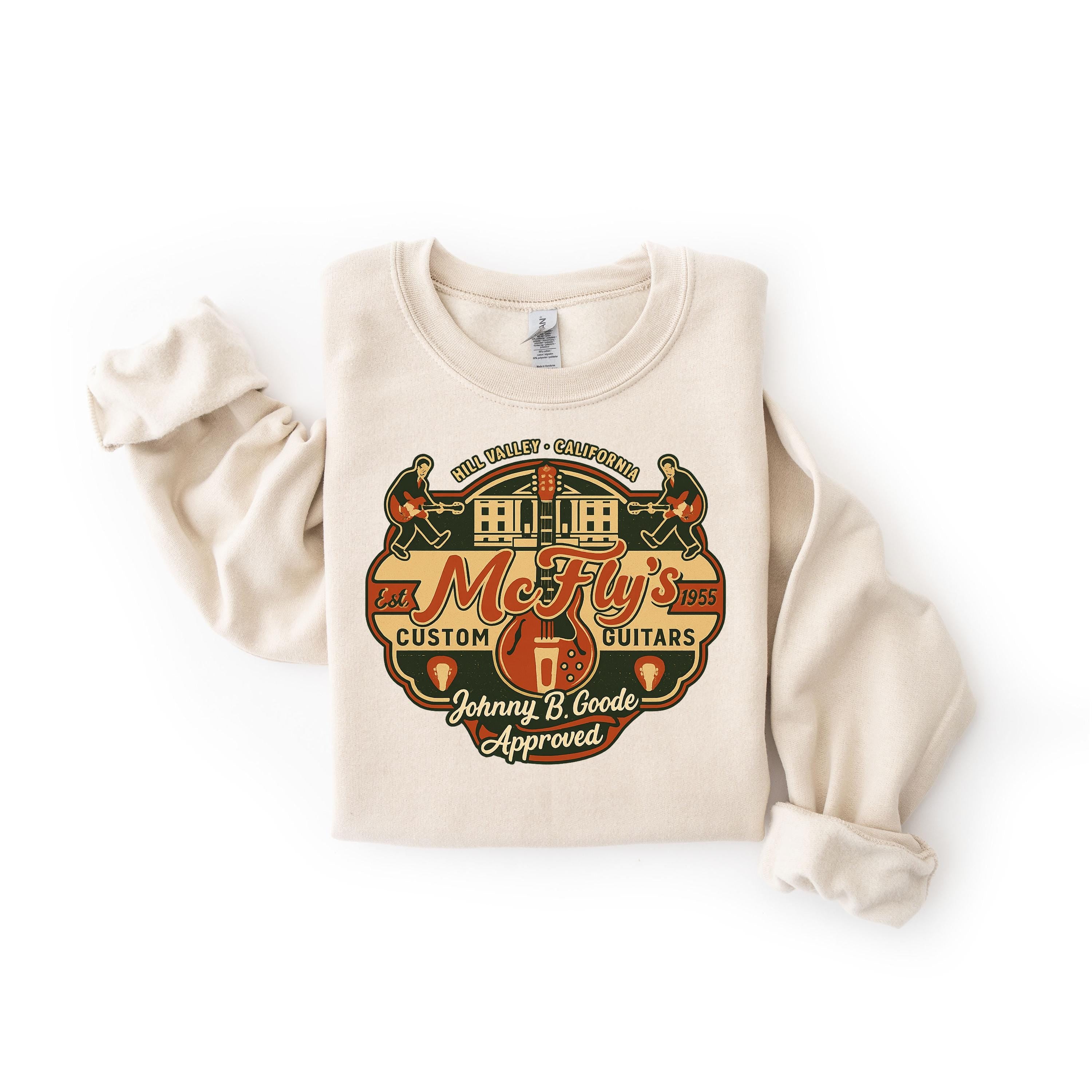 McFly's Guitars Movie Parody Sweatshirt: Gildan Heavyweight Graphic Top - Fast Tracked UK Shipping