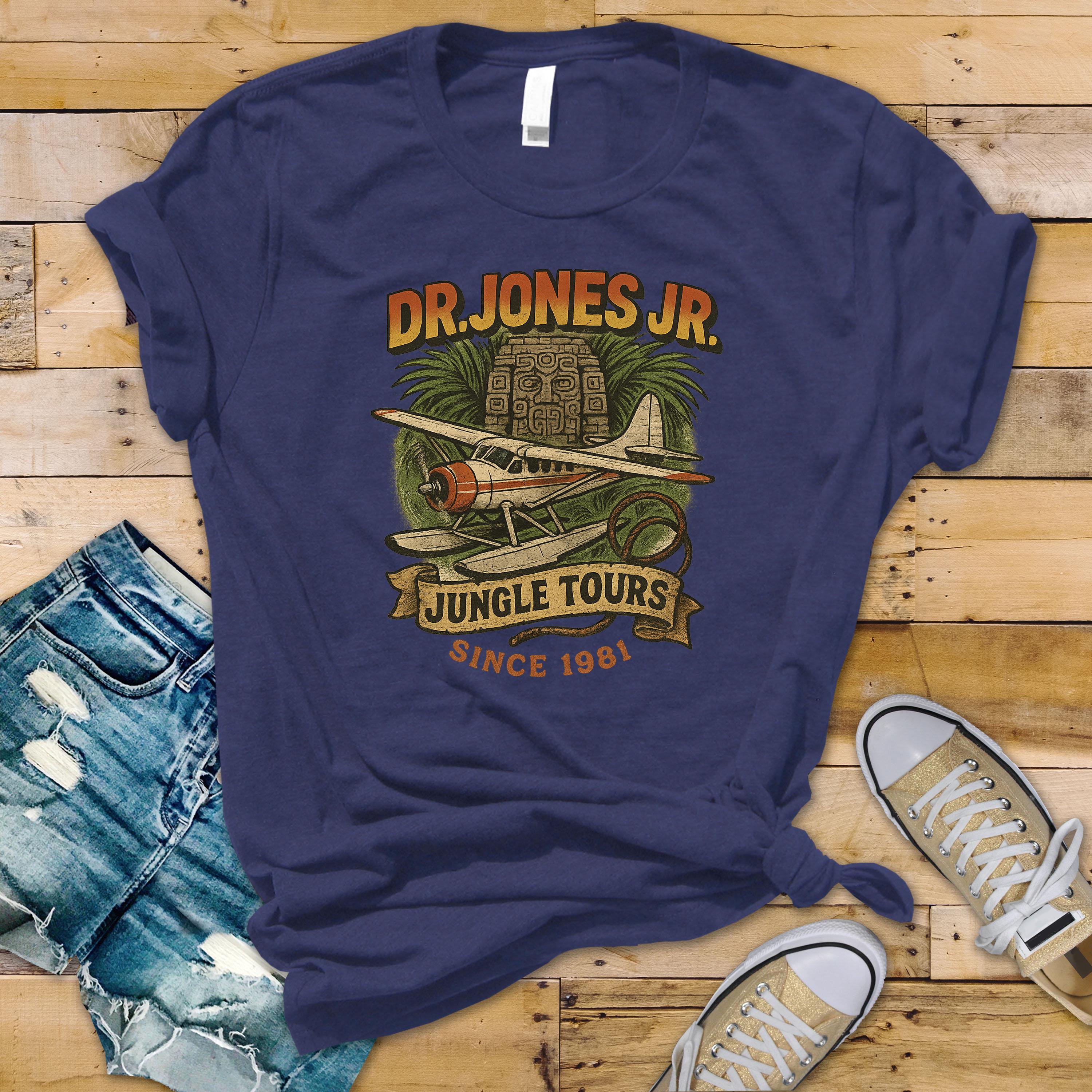 80's Movie Parody T-Shirt - Dr Jones Jungle Tours Design on Softstyle Premium Tee - Funny Graphic Tee with Tracked UK Postage