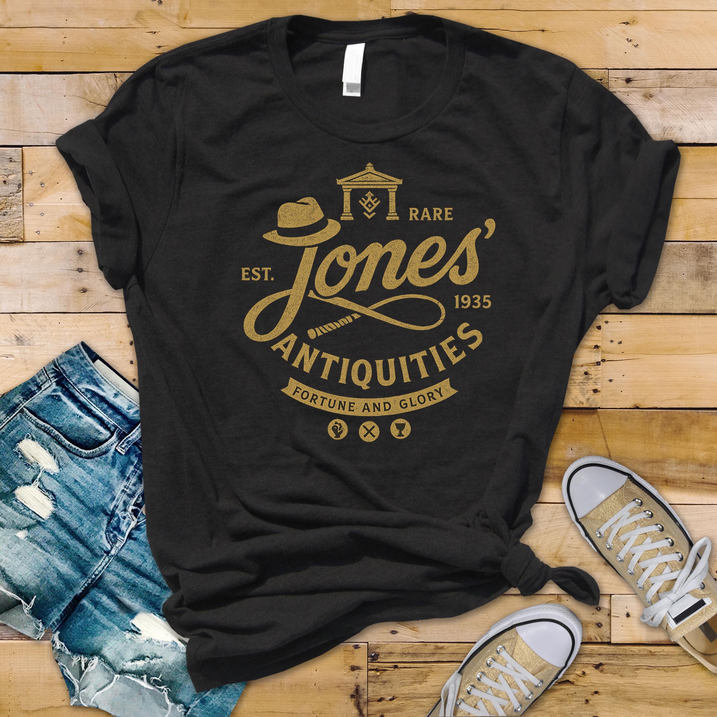 80s Movie Parody Shirt: Jones Rare Antiquities Design - Fast Tracked UK Postage