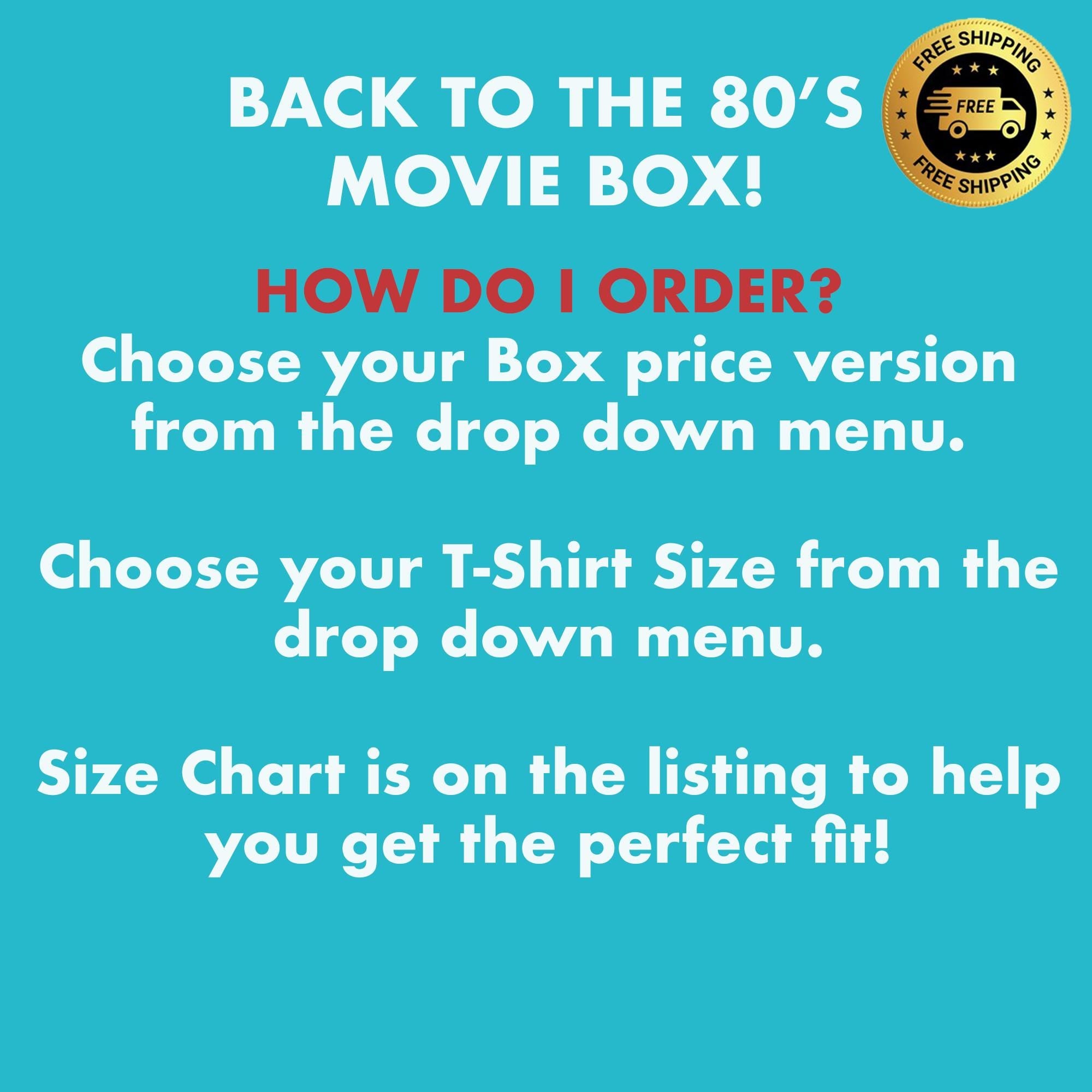 Back to the 80's Mystery Box - Cool Movie Parody Designs - Free Tracked UK Shipping - 60 Day Money Back Guaranteed