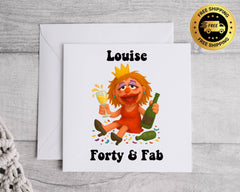 Personalised 40th Birthday Card: Drunk & Fab Disco Design Fast UK Post
