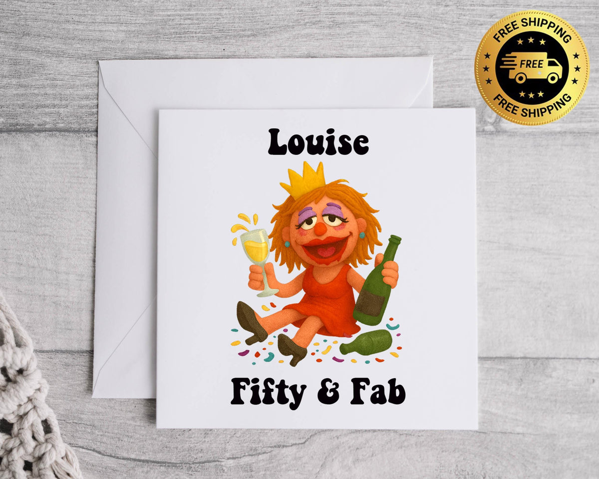 Personalised 50th Birthday Card: Drunk &  Fab Disco Design Fast UK Post
