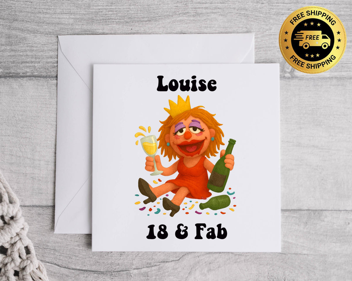 Personalised 18th Birthday Card: "Fab at 18" Design, Fast UK Post