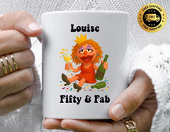 Personalised 50th Birthday Mug: 50 & Fab Design,Fast Tracked Shipping