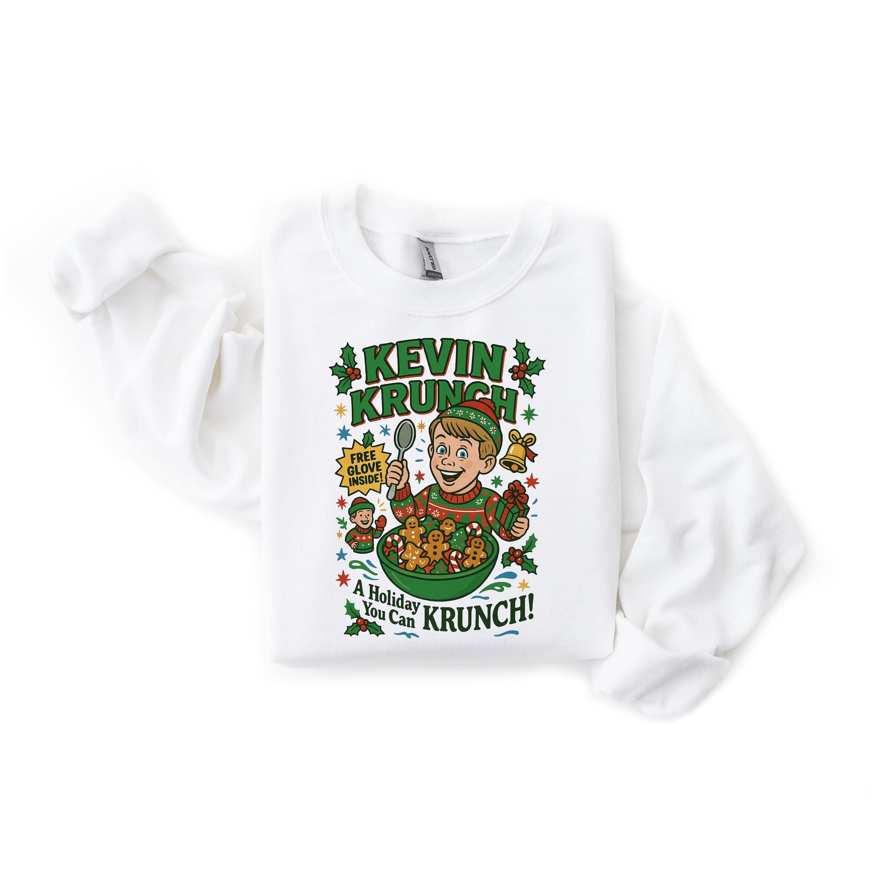 Kevin Krunch Christmas Sweatshirt: Gildan Heavy Blend, Fast Tracked Post