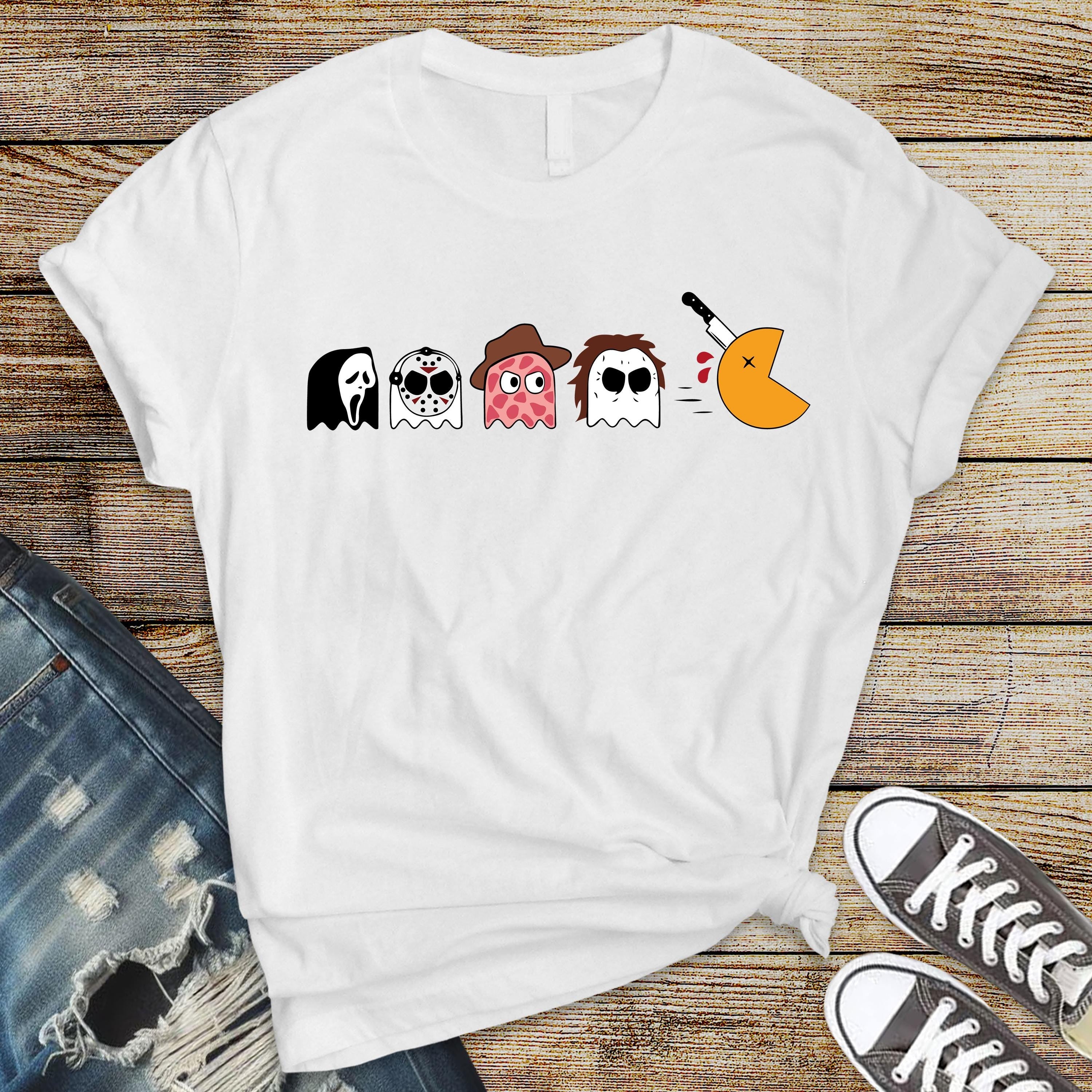 Horror Characters Bella Canvas Tee – Funny Ghost Chase Design