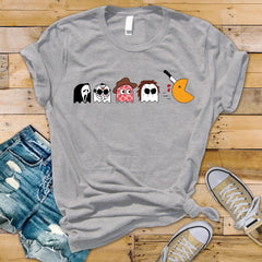 Horror Characters Bella Canvas Tee – Funny Ghost Chase Design