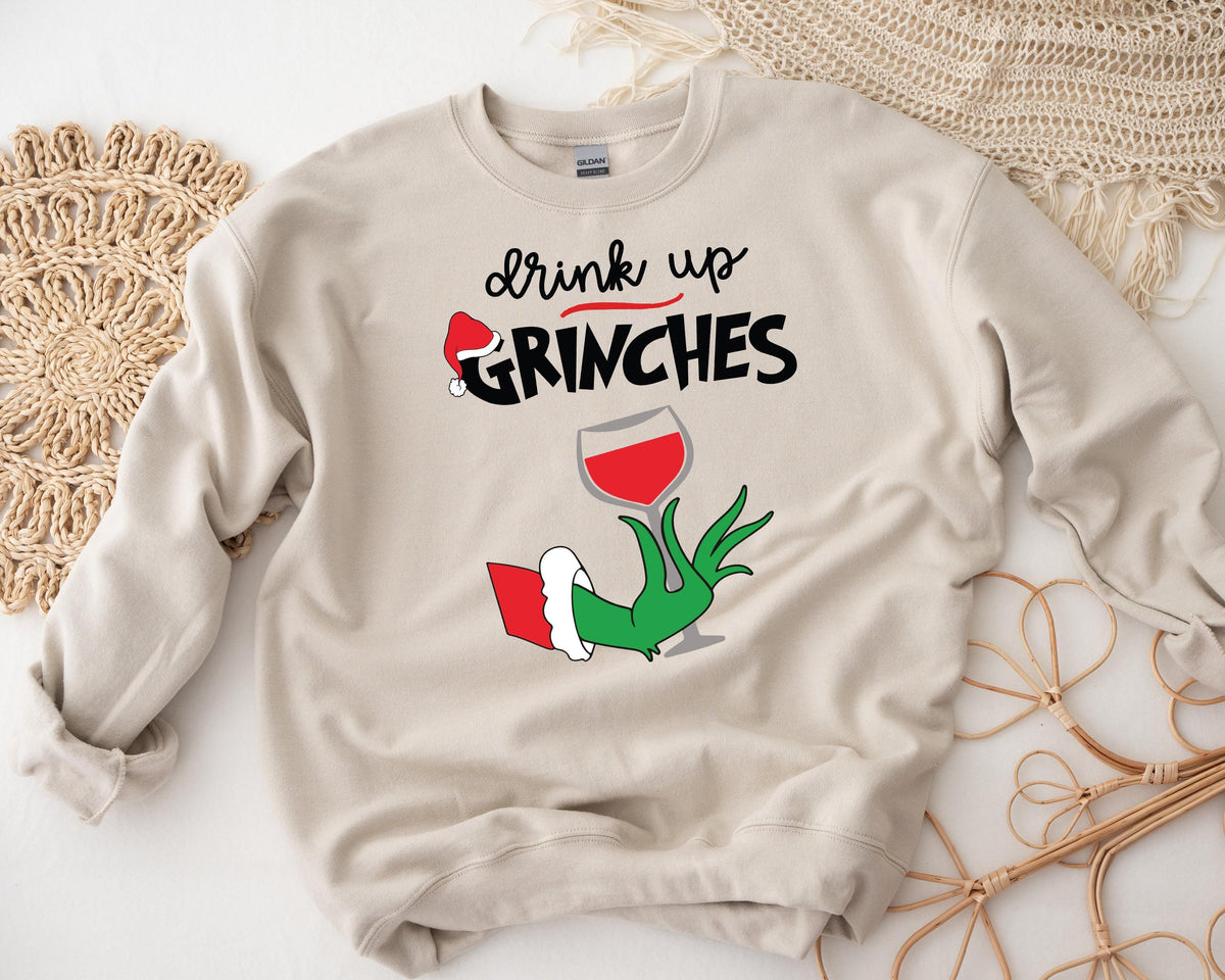 Drink Up Grinches Christmas Sweatshirt: Fast UK Tracked Post