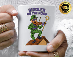 Superhero Parody Mug - Riddler on the Roof Design, Funny Graphic Coffee Cup with Free Tracked UK Postage