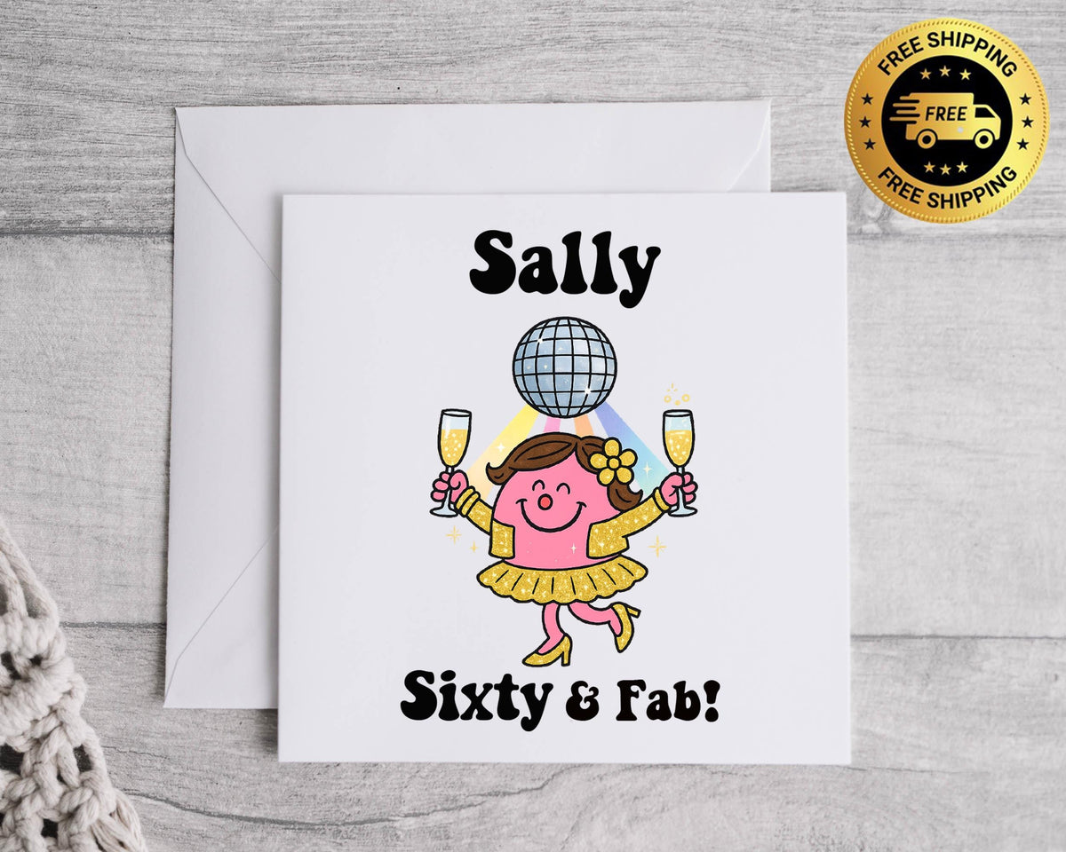 Personalised 60th Birthday Card: Sixty & Fab Cheers Design - Fast UK Shipping