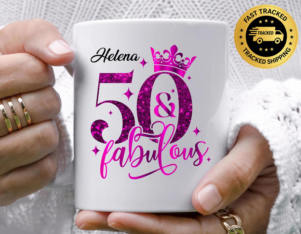Personalised 50th Birthday Mug, Gift for Her
