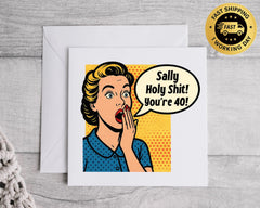 Personalised 40th Birthday Card: "Shit 40" Design, Fast UK Post