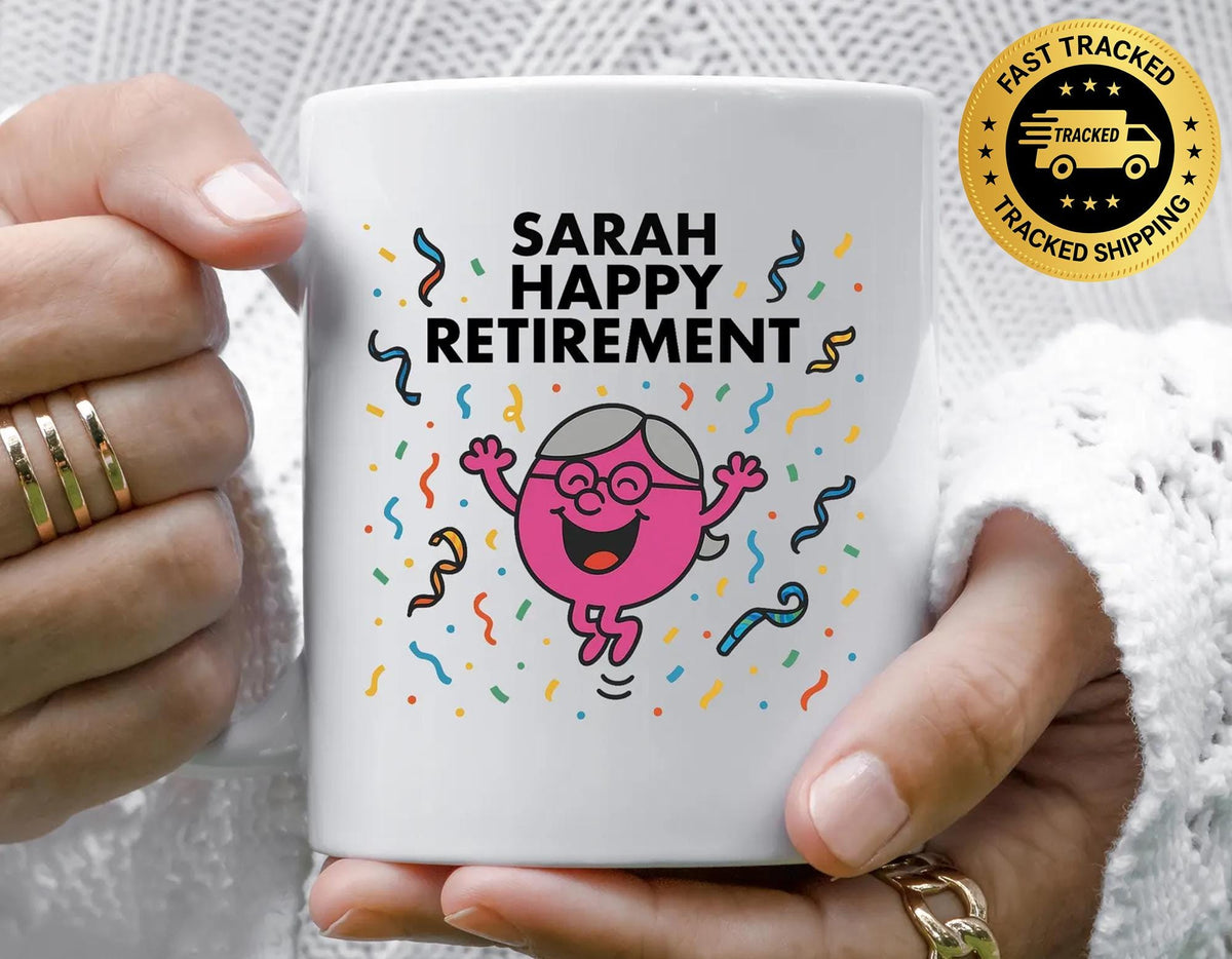 Personalised Retirement Mug: Custom Name, Multiple Colors -Fast Tracked UK Shipping