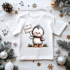 Kids Christmas Shirt: Xmas Penguin - Gildan Heavyweight Cotton