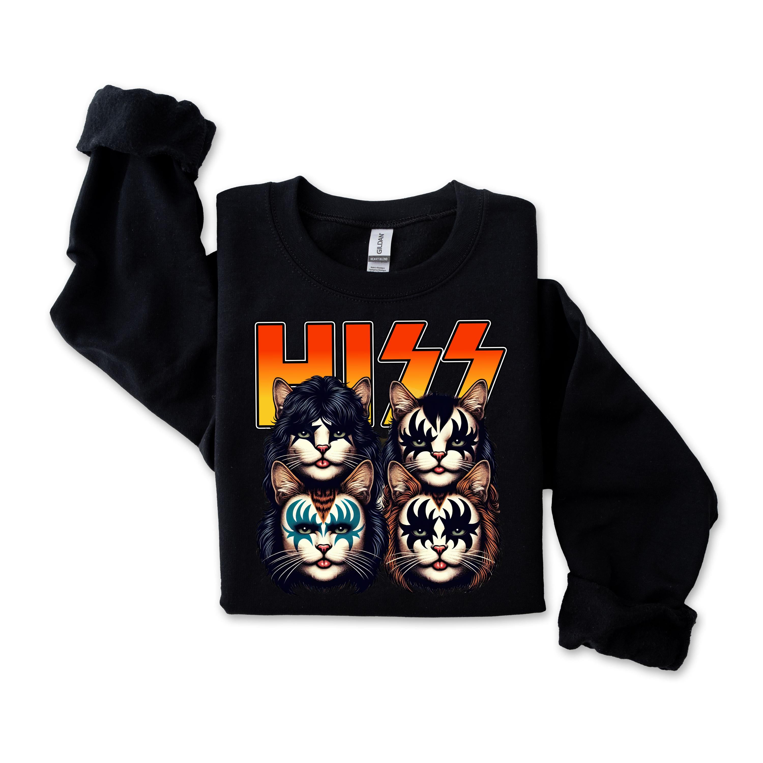 Music Parody Sweatshirt: Hiss Cats Gildan Graphic Top - Fast Tracked UK Shipping