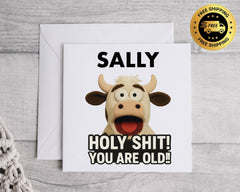 Funny Cow Birthday Card: Personalised Name, Fast UK Post