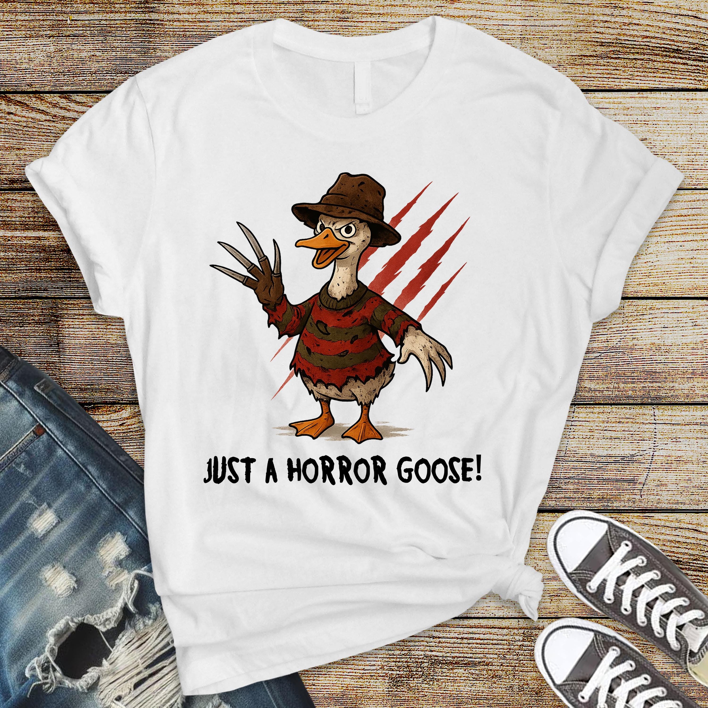 Horror T-Shirt - Just a Horror Goose Design on Softstyle Tee