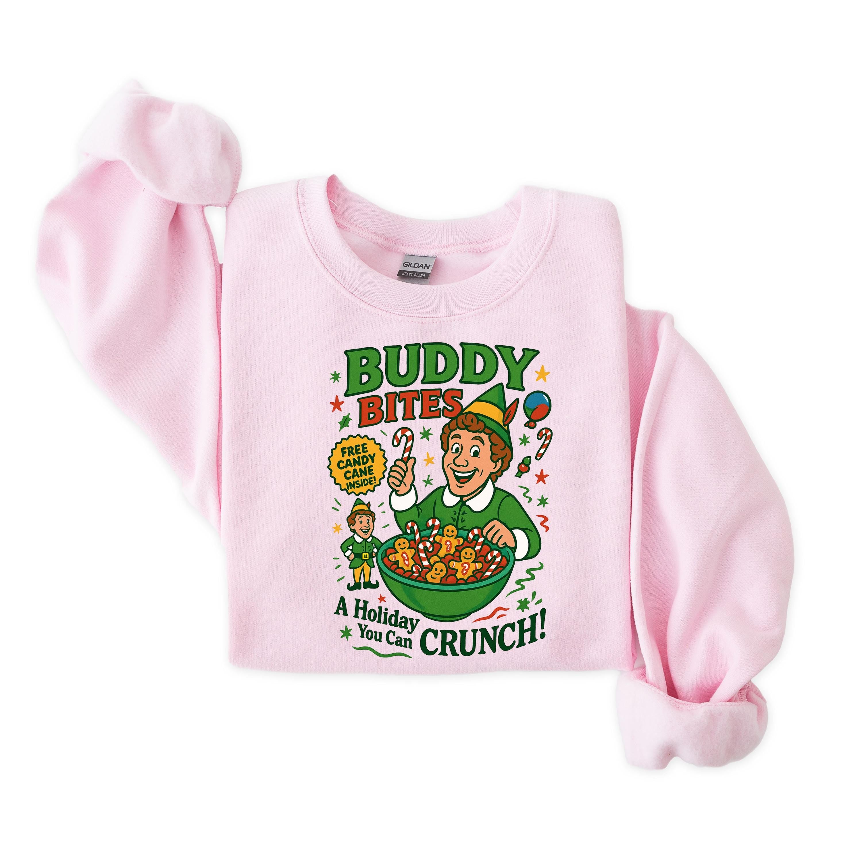 Buddy Bites Christmas Sweatshirt: Gildan Heavy Blend, Fast UK Tracked Post
