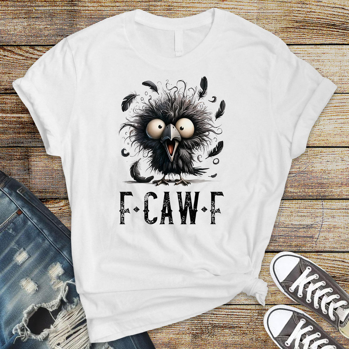 F-Caw-F Funny Black Crow Unisex Graphic Tee: Tracked UK Shipping