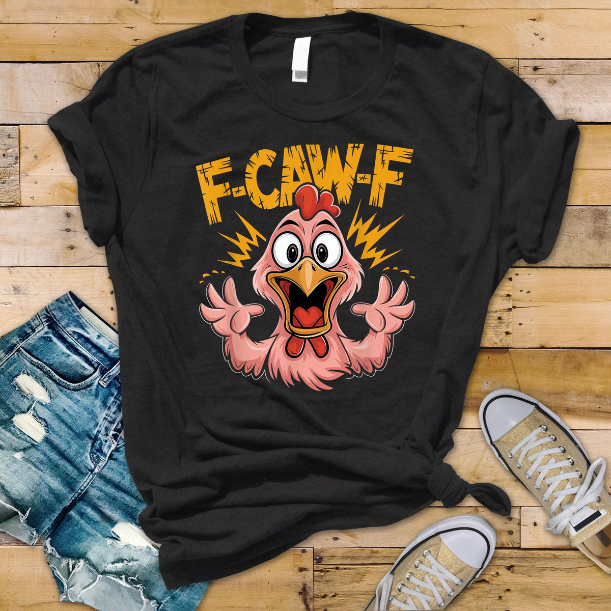 F-Caw-F T-Shirt - Funny Rooster Chicken Unisex Graphic Tee: Tracked UK Shipping
