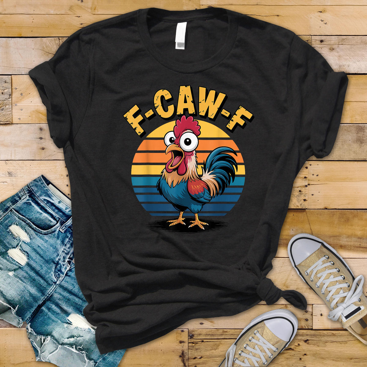 F-Caw-F T-Shirt - Funny Circle Chicken Unisex Graphic Tee: Tracked UK Shipping