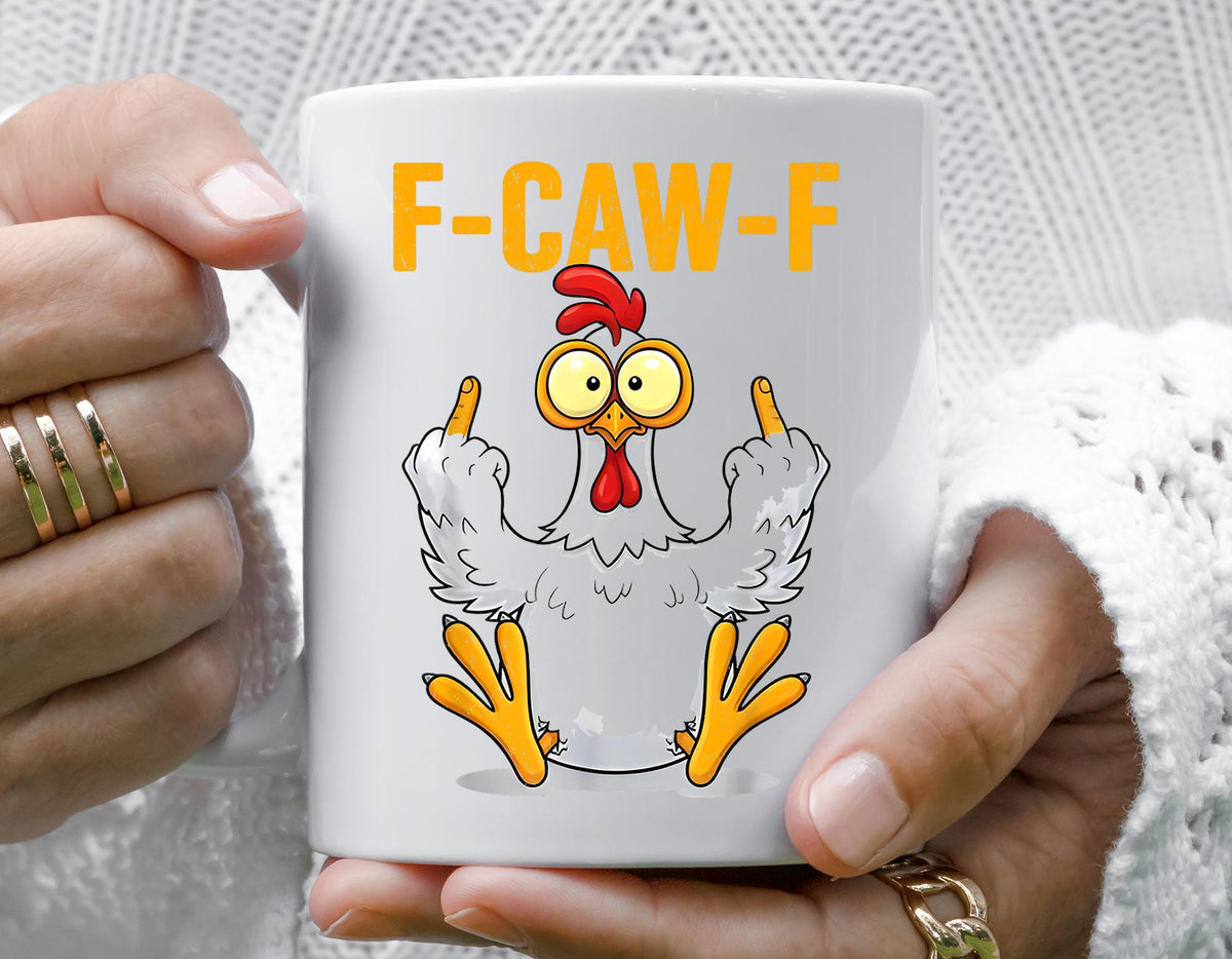 F-Caw-F Mug - Funny Fingers Chicken Unisex Graphic Design - Fast UK Tracked Postage