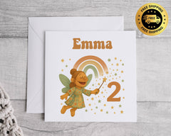 Personalised Kids 2nd Birthday Card: Fairy Design - Fast UK Shipping