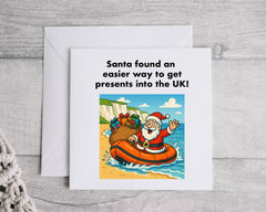 Funny Christmas Card - Santa in a Dingy with presents  - Fast UK Post