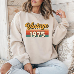 50th Birthday Sweatshirt: Vintage 1975 Design Gildan Unisex Top - Fast Tracked UK Shipping
